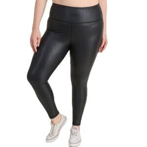 MONO B OG Foil High waist leggings Tummy control 1XL black faux leather